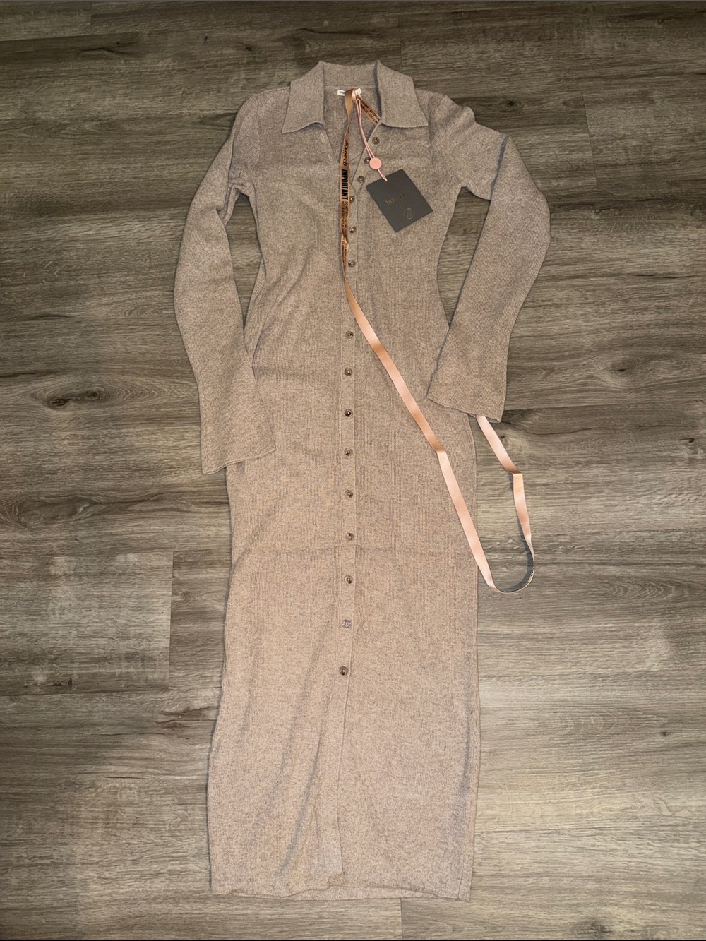 🇺🇸FIRM PRICE🇺🇸House of CB YVETTE Beige Cashmere Knit Midi Dress - Picture 9 of 13